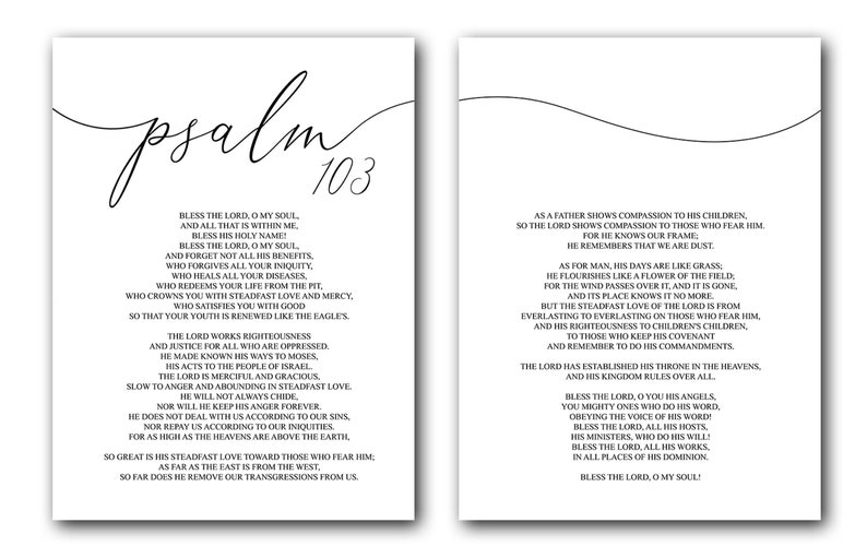 Psalm 103 ESV Bible Verse Set Of 2 Poster Prints Multiple Etsy Psalm 103 ESV Bible Verse Set Of 2 Poster Prints Multiple Etsy