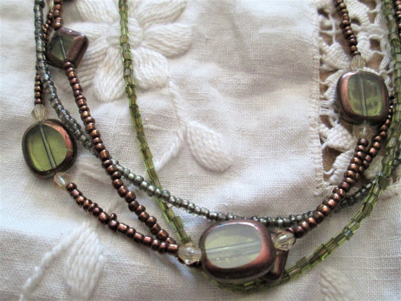 Boho Five Piece Green Vintage Jewelry Ensemble - image 4