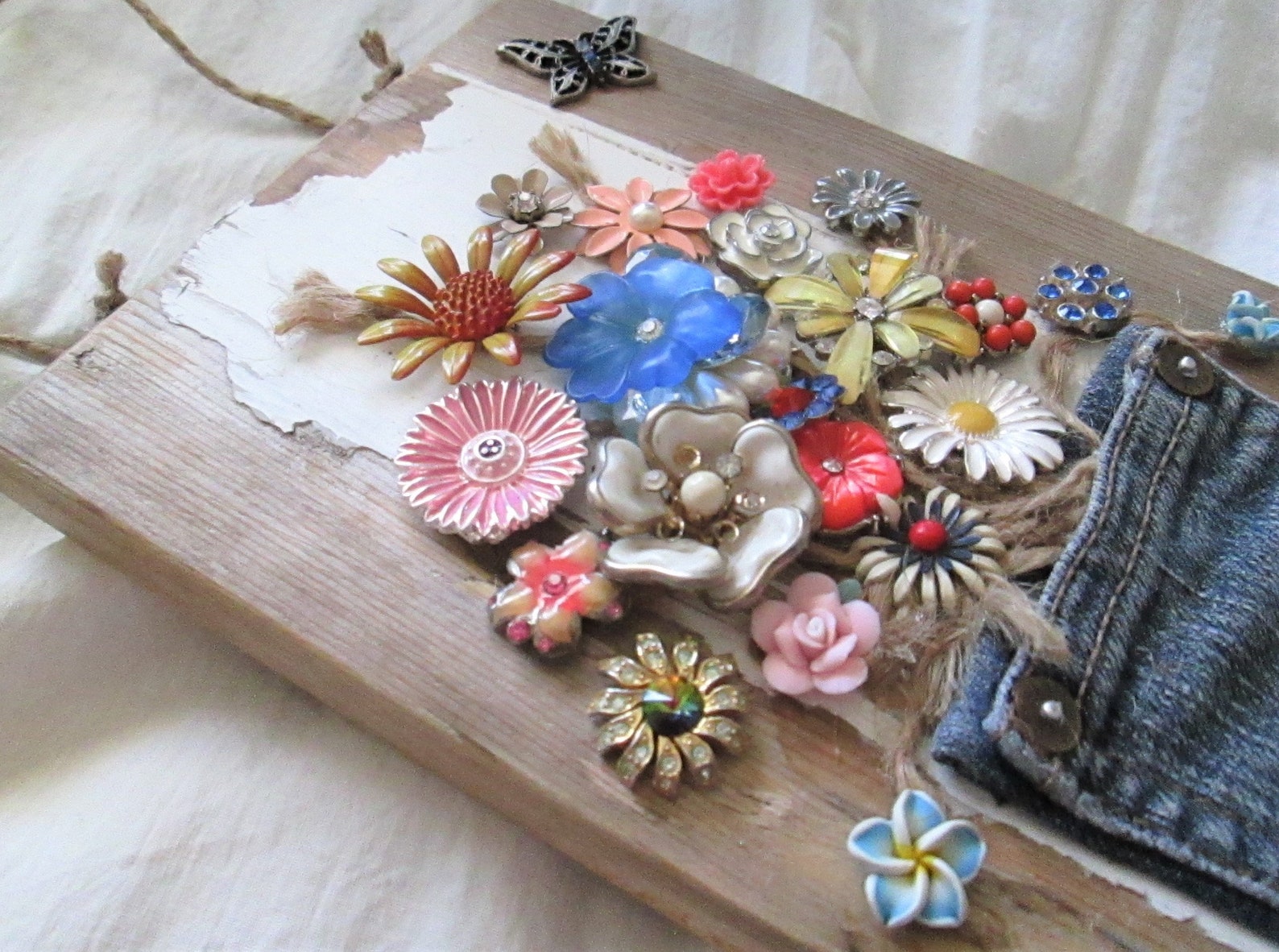 Pocket Full of Posies Jewelry Assemblage Art Board Etsy
