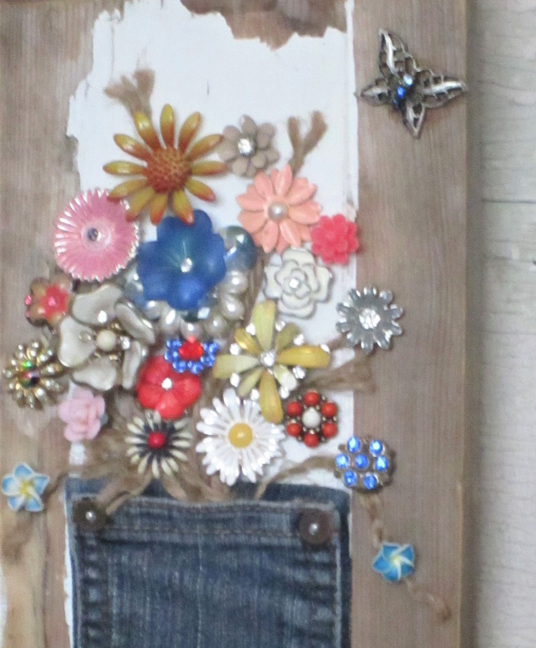 Pocket Full of Posies Jewelry Assemblage Art Board Etsy