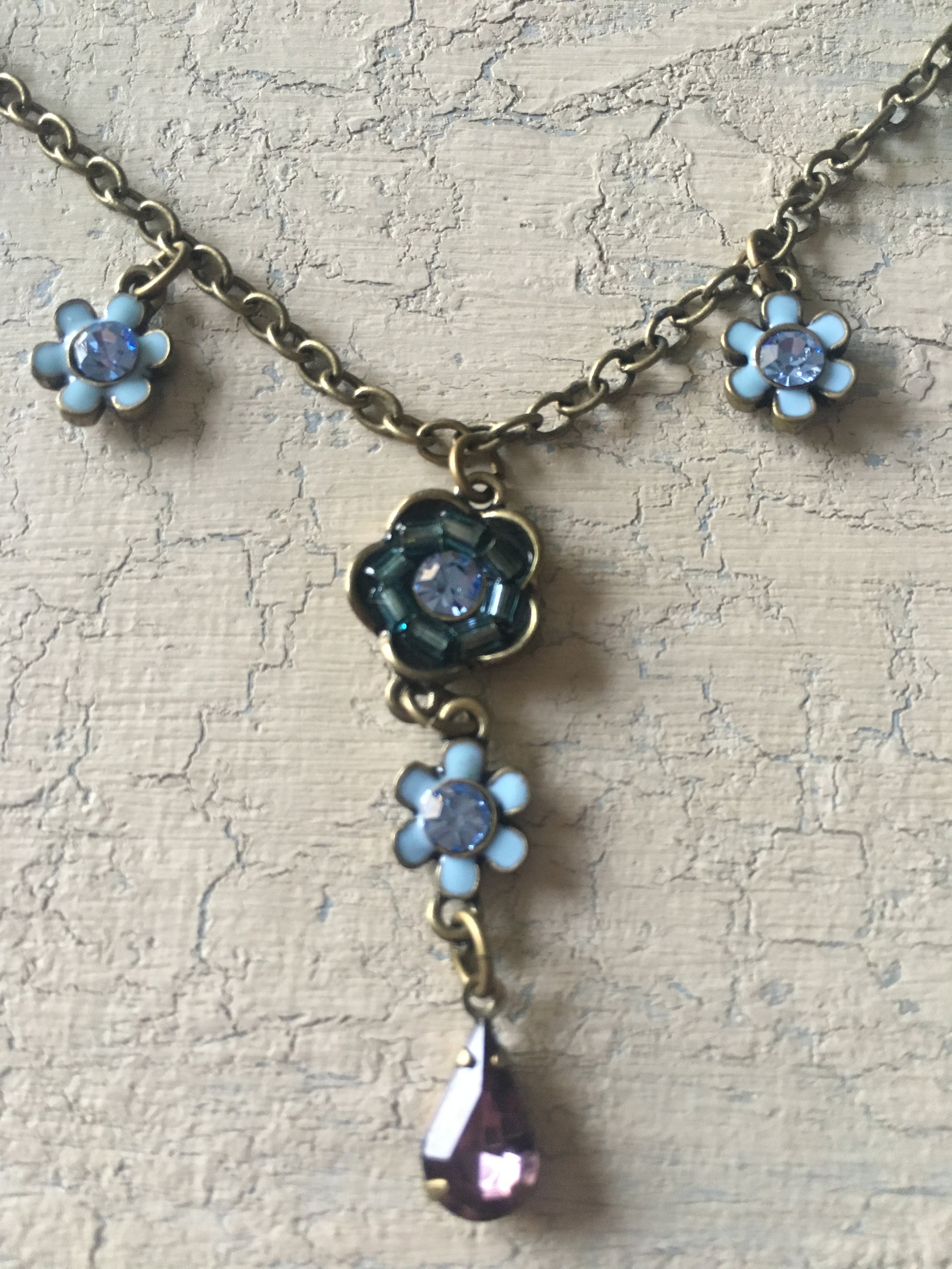 Vintage Avon Blue Flower Necklace Etsy