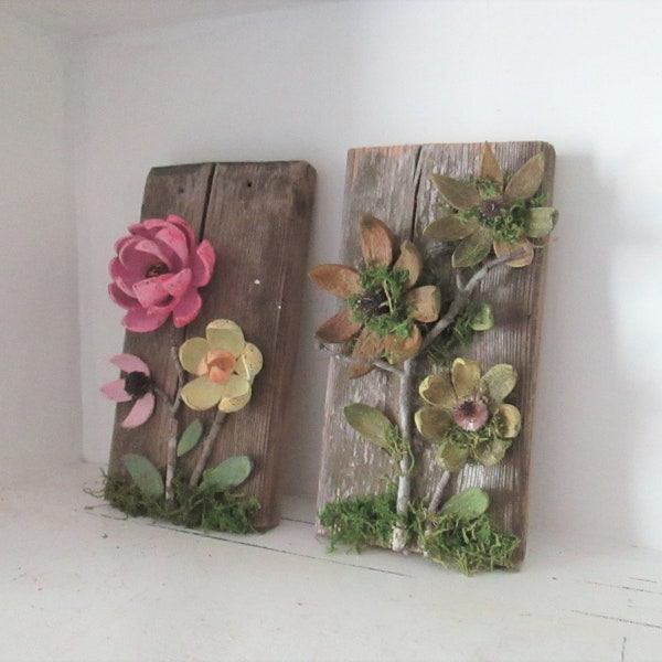 Flower Board Art, Hickory Nut Flowers, Farmhouse Chic