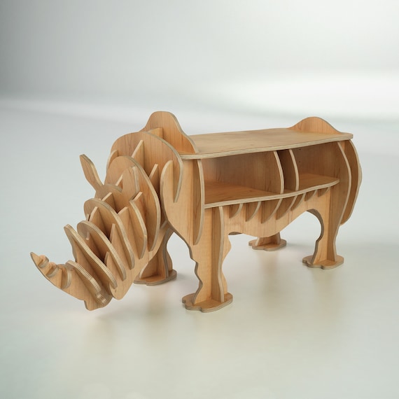 cnc cutting templates for wood rhinoceros bookshelf etsy