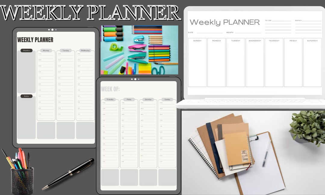 Neutral Minimalist Weekly Planner, Modern Ivory Bullet Journal, Planner