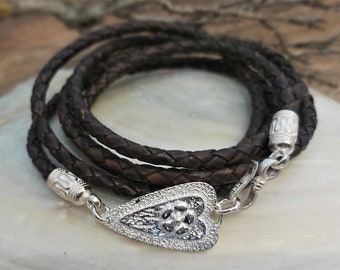 PACO - leather bracelet - sterling silver - dark brown