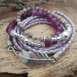 DANNY - combination bracelet - sterling silver - purple-beige