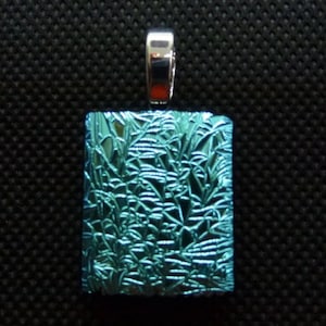 EMERALD Green, Crinkelised Dichroic, Fused Glass Pendant, Made in UK, One of a kind, Unique Gift - Crinklised design. Dramatic