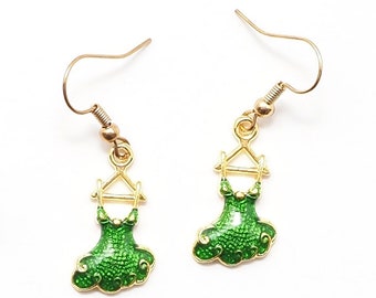 Green Dress Earrings, St. Patrick's Day Earrings, Enamel Earrings