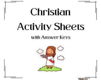 Christian Activity Sheets  Printable Kids Bible Worksheets Word Search Crossword Coloring Sheet Matching Maze Sunday School  Youth Group