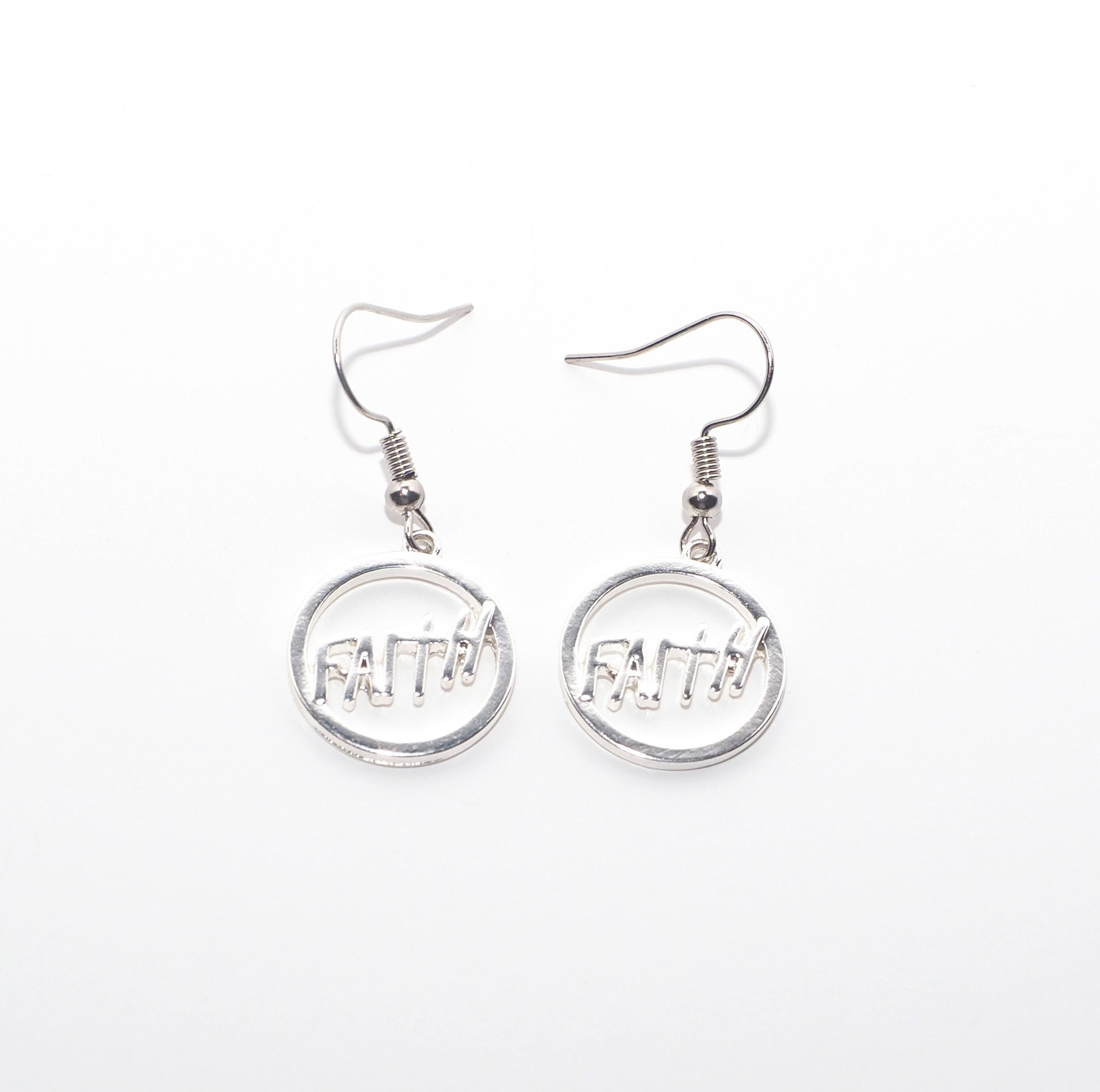Silver Faith Earrings Show Your Faith Dangle Earrings Etsy