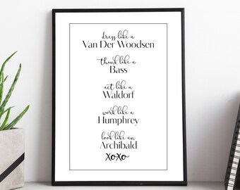 Gossip Girl Art Print A5: Blair Waldorf, Serena Van Der Woodsen, Chuck Bass