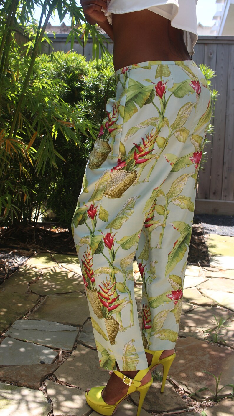 Floral Print Silk Pants