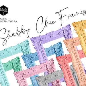 Isolated Shabby Chic Frames / Digital Photo Clipart / 9 colors