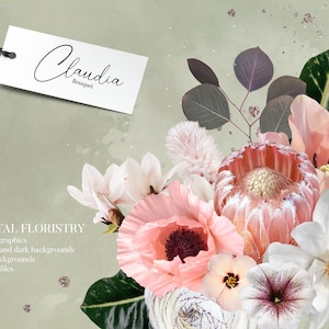 Real flowers clipart set. Isolated PNG files