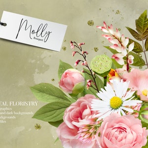 Real flowers clipart set. Isolated PNG files