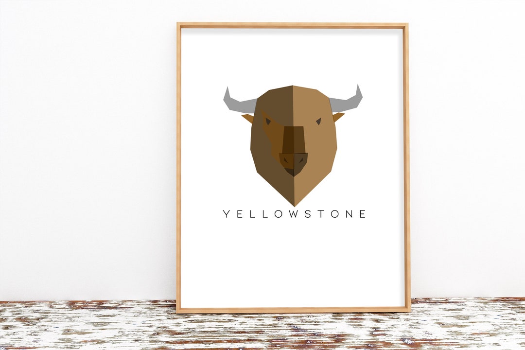 Yellowstone Buffalo Printable Mountain Art Minimalist Poster Wall Art ...