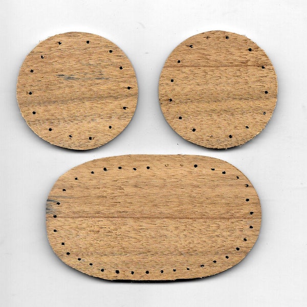 PINE NEEDLE BASKET Bottom/Base - 1 Solid Wood Oval Bottom  and 2 Solid Wood Rounds-- #4166