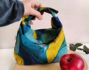 Fabric lunch bag | Snack holder with handles | Picnic basket.