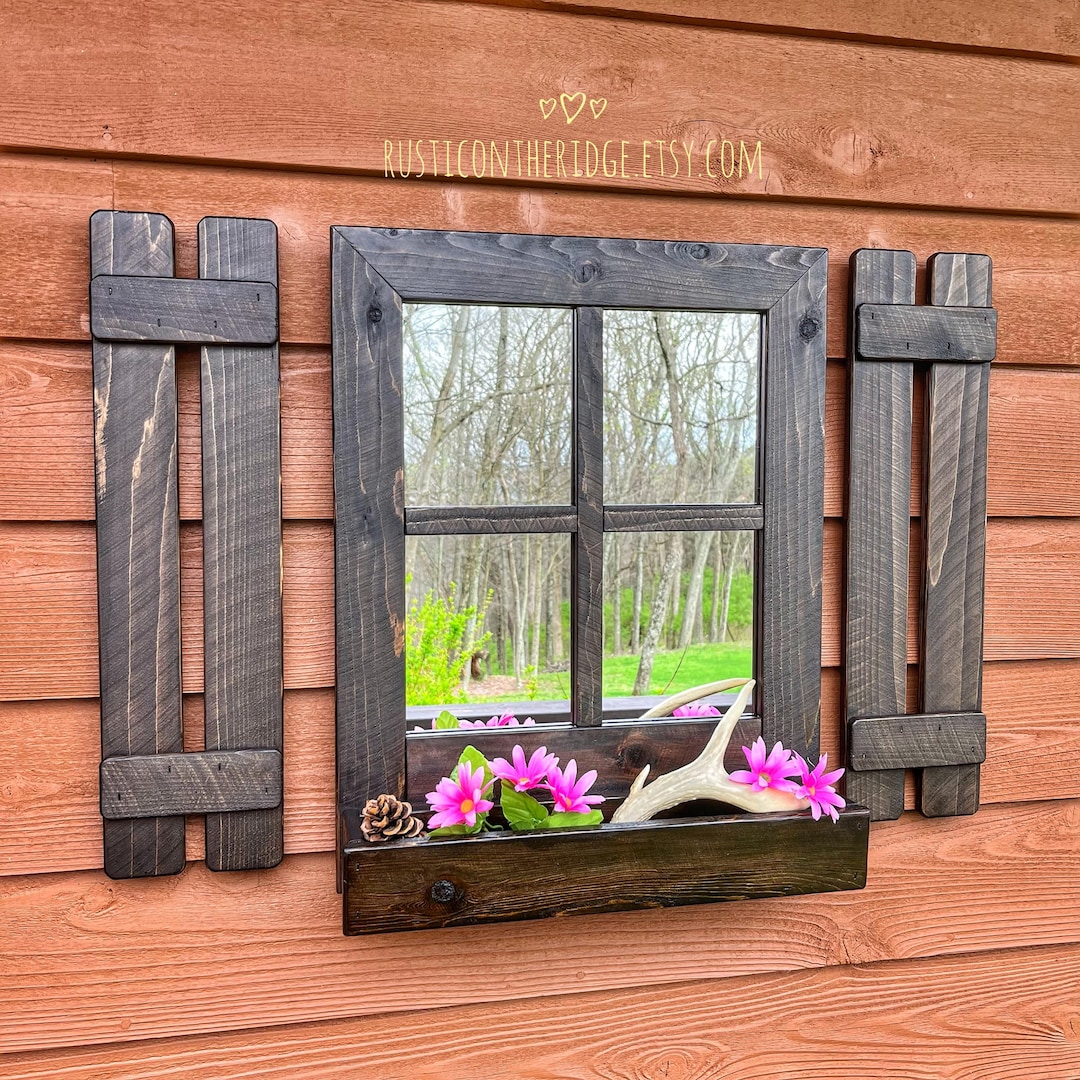 Window Mirror Rustic Small Rustic Shutter Mirror, Farmhouse Window Decor - Etsy