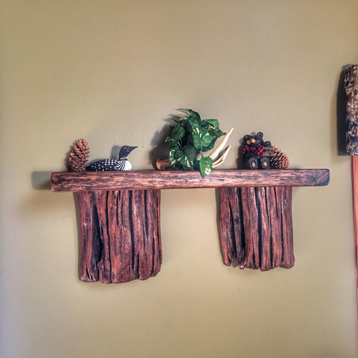 Driftwood Shelfrustic Wood Shelfshabby Chic Decordriftwood Etsy