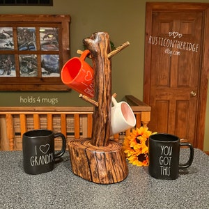 Coffee, Mug Tree, Mug Stand, Cup Holder, Cup Stand, Cup Tree, Western Decor, Rustic Mug Holder, Coffee Bar, Western Bar Decor