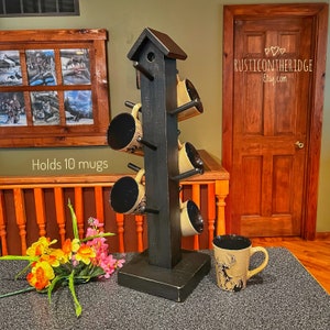 Coffee Mug Stand, Wooden Mug Tree, Cup Holder, Cup Stand, Cup Tree, Western Decor, Rustic Mug Holder, Coffee Bar, Western Bar Decor