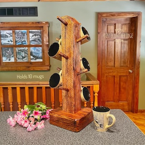 Coffee Mug Stand, Wooden Mug Tree,Cup Holder, Cup Stand, Cup Tree, Western Decor, Rustic Mug Holder, Coffee Bar, Western Bar Decor