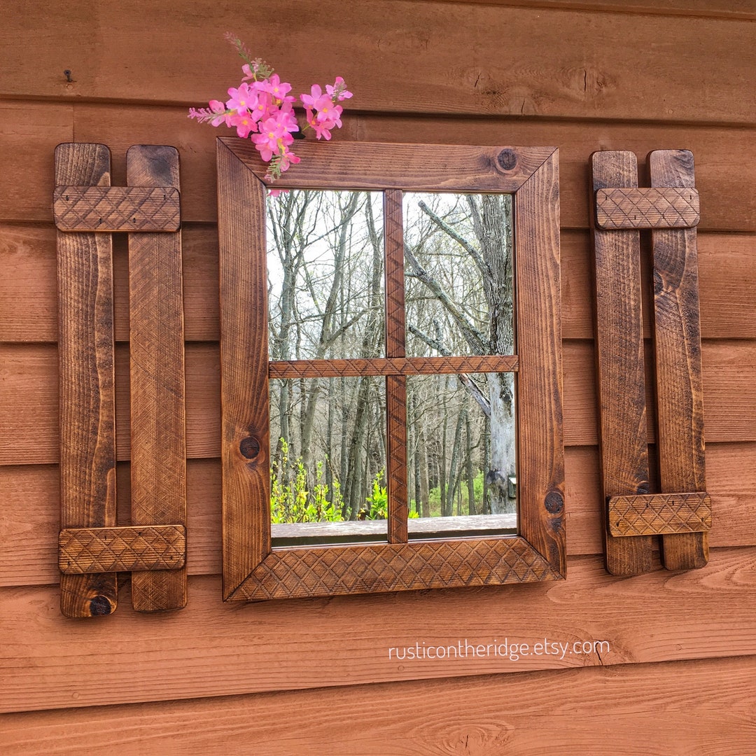 Shutter Mirror, Farmhouse Decor, Rustic Shutter Mirror, Beach House ...