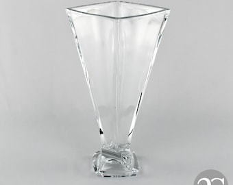 大きなハンドカットのボヘミアクリスタル花瓶 - Etsy 日本