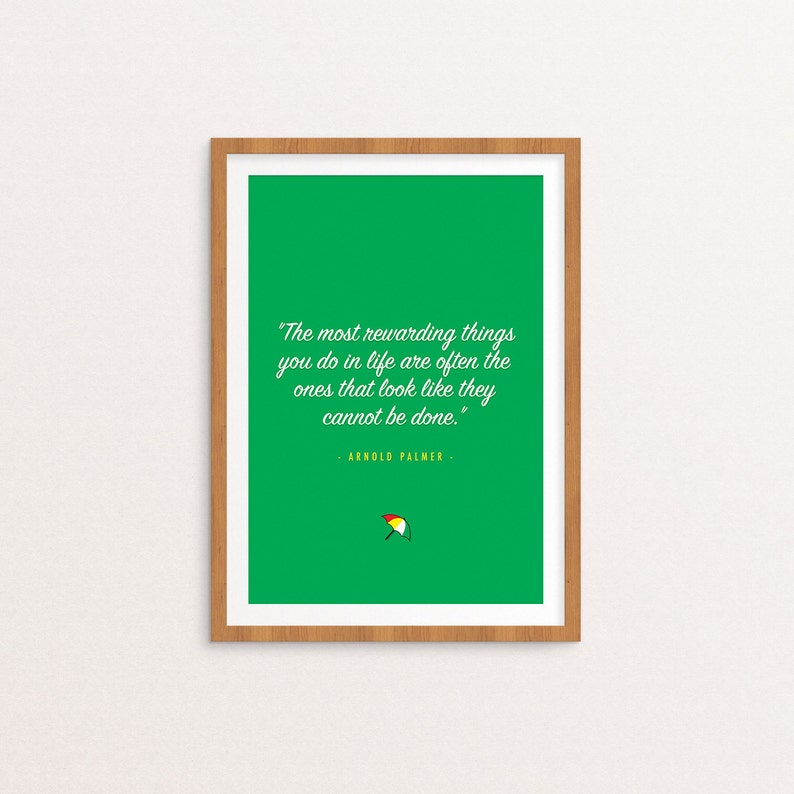 Arnold Palmer Motivational Quote Print Wall Decor, Wall Art, Typography