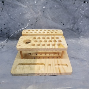 Wooden Crochet Hook Organizer, Pine Knitting Needle Holder
