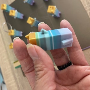 3D Printed 8 bit Kitty Keychain Key Ring USA Made, PLA Figurine