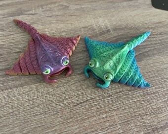 3D Printed Mini Manta Ray (Mystery) Rainbow Colored Flexi Articulated Figurine USA Made, 3D Printed, PLA