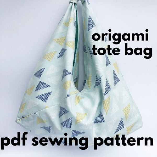 PDF sewing pattern. Reversible origami bag. Zero waste pattern. Beginner simple. Boho bento. Lined market tote. Japanese style purse. Simple