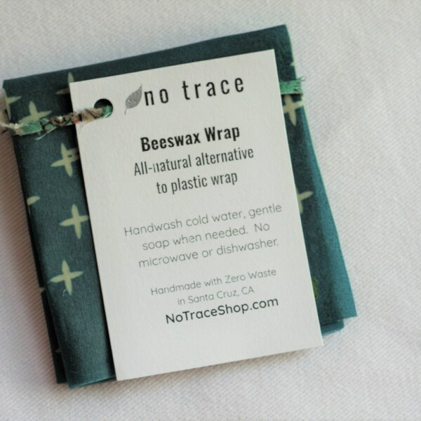 Organic Cotton Beeswax Wrap - Teal Wrap - Light Grey Wrap - with Moons or Crosses - 2 fabric options - biodegradable- all natural cling wrap
