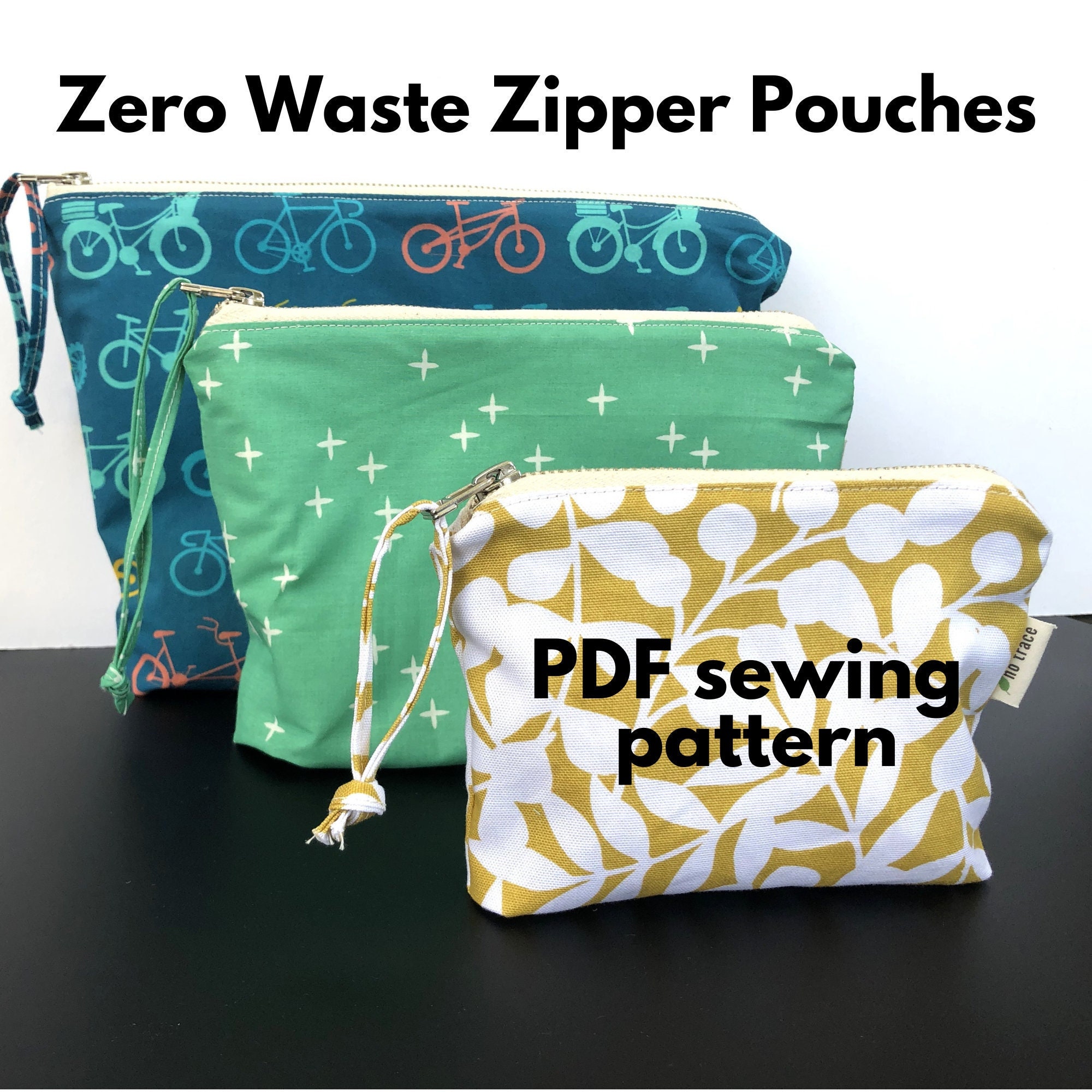 PDF Sewing Pattern. Zipper Pouches 3 Sizes Zero Waste Tutorial. Beginner  Instructions. Make up & Travel Bag, Toiletry Kit Sewing Pattern. 