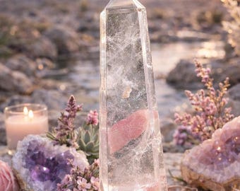 Large Clear Quartz Tower 8.5” – Master Healer Crystal Generator for Meditation, Manifestation & Energy Cleansing