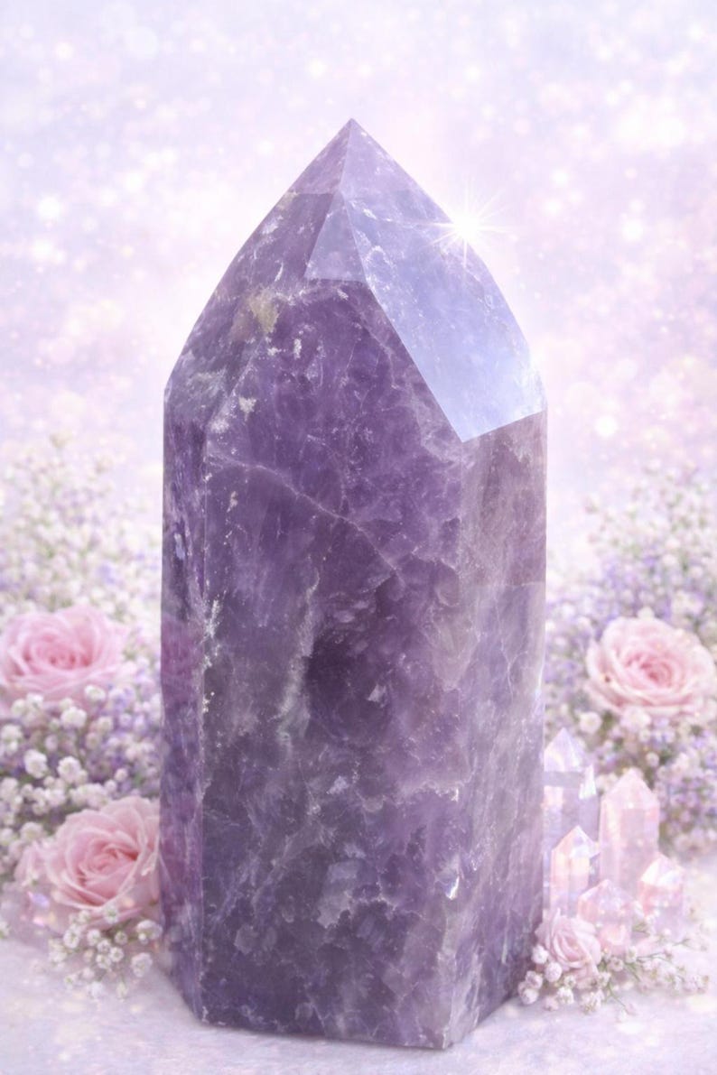 Amethyst Generator Tower: 7-inch Crown Chakra Healing Crystal image 2