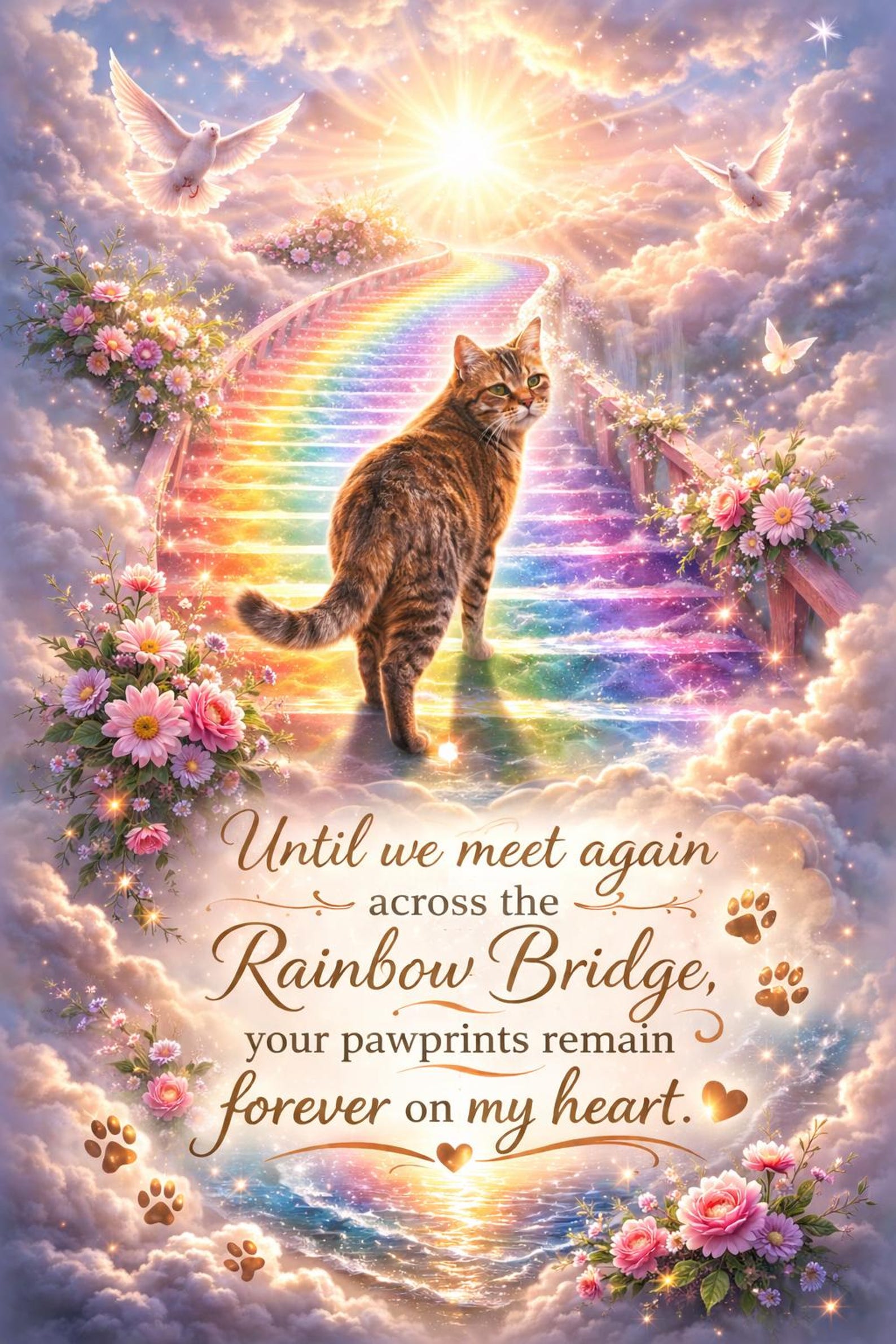 Personalized Rainbow Bridge Pet Loss Tribute | Custom Cat Memorial ...