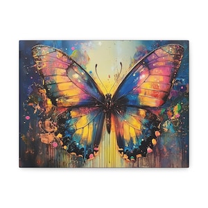 Stampa su tela con farfalle colorate, vivace decorazione per la casa, opera d&#39;arte con farfalle, stampa su tela colorata, regalo per gli amanti della natura, arte per [...]