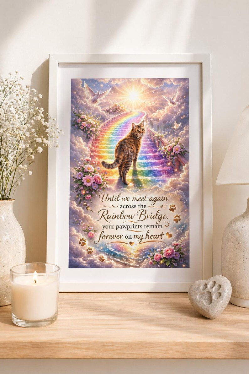 Personalized Rainbow Bridge Pet Loss Tribute | Custom Cat Memorial ...