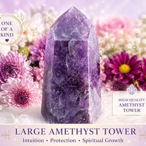 Amethyst Generator Tower: 7-inch Crown Chakra Healing Crystal image 1