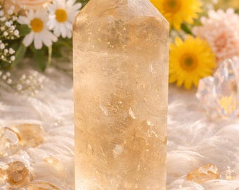 Large Citrine Point Generator – Prosperity & Manifestation Crystal for Abundance Energy + Free Crystal Gift