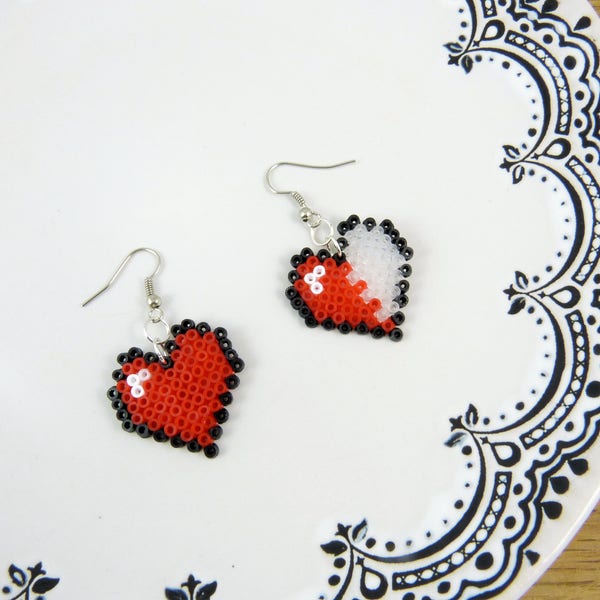 HP Heart Dangle Earrings - Geeky Jewelry - Gift for Gamer Girl