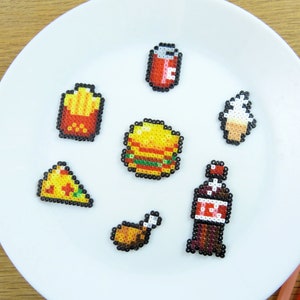 Fast Food Pixel Sticker - Bullet Journal - Burger, Cola, Cola, Eis, Pizza, Hähnchen, Chips, Pommes