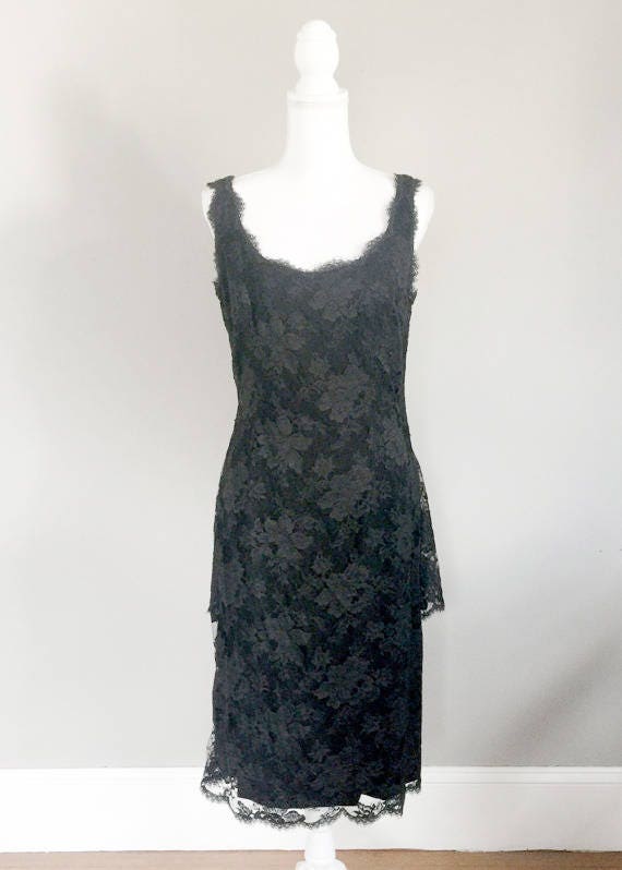 1960s Grenelle ESTEVEZ Black Lace Cocktail Dress … - image 2
