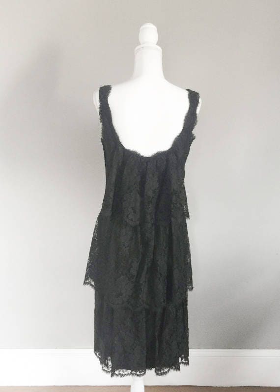 1960s Grenelle ESTEVEZ Black Lace Cocktail Dress … - image 3