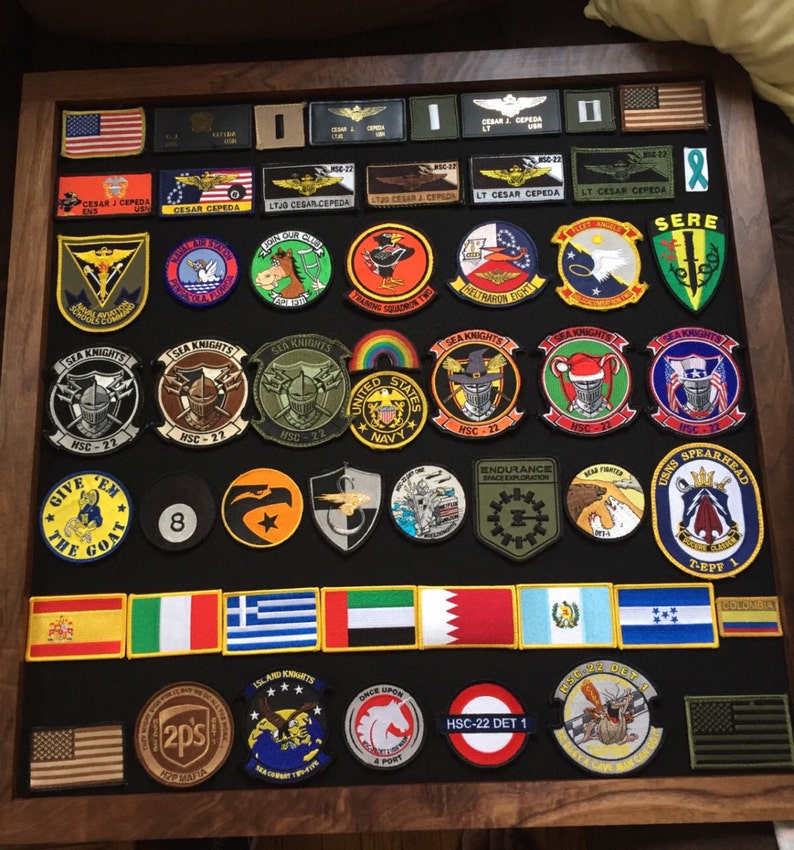 Patch Display Frame Military Shadow Box Walnut Military Etsy