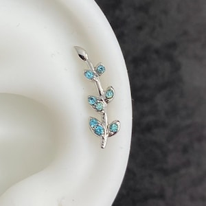 16G Tree branch Labret Stud • 316L Surgical Steel • Tragus Stud • Back Earring • Helix • Conch • Labret Stud