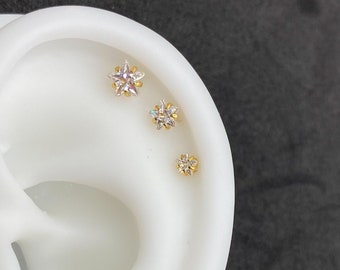 3/4/5MM Star Screw Back Earrings, Screw Back Earrings 16g, Screw Back Earrings Star.